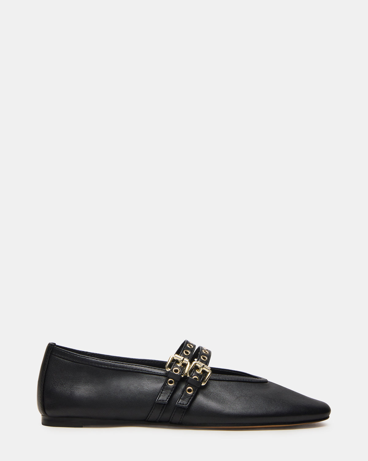 LYDIA Black Leather Square-Toe Mary Jane Ballet Women's Flat Steve Madden BLACK LEATHER