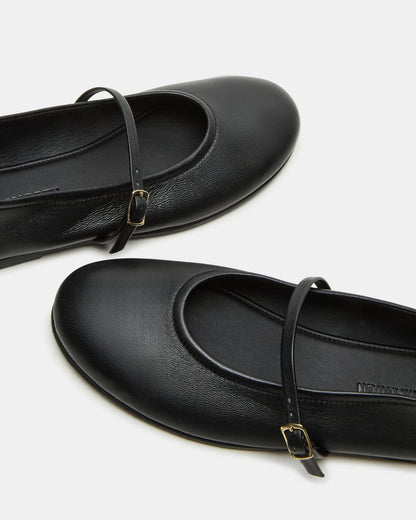 BESETTE Black Leather Mary Jane Ballet Women's Flat Steve Madden BLACK LEATHER