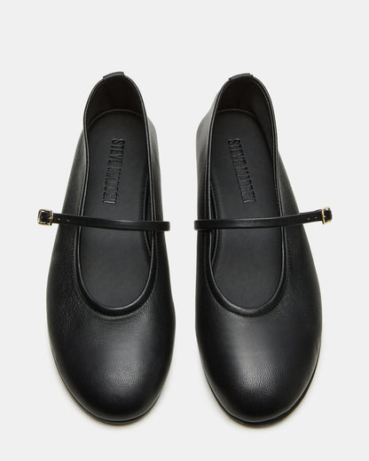 BESETTE Black Leather Mary Jane Ballet Women's Flat Steve Madden BLACK LEATHER