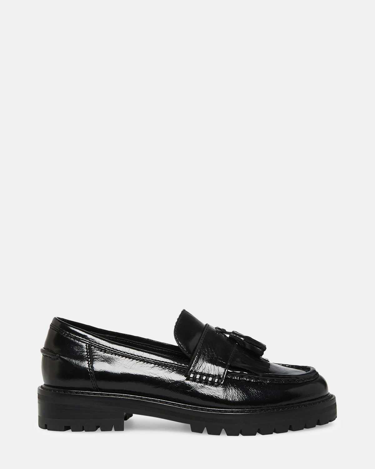 MINKA Black Leather Women's Platform Lug Sole Loafer Steve Madden BLACK LEATHER
