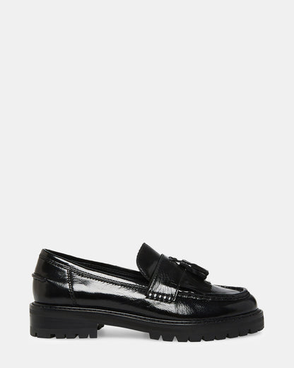 MINKA Black Leather Women's Platform Lug Sole Loafer Steve Madden BLACK LEATHER