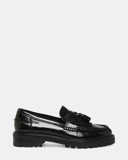 MINKA Black Leather Women's Platform Lug Sole Loafer Steve Madden BLACK LEATHER