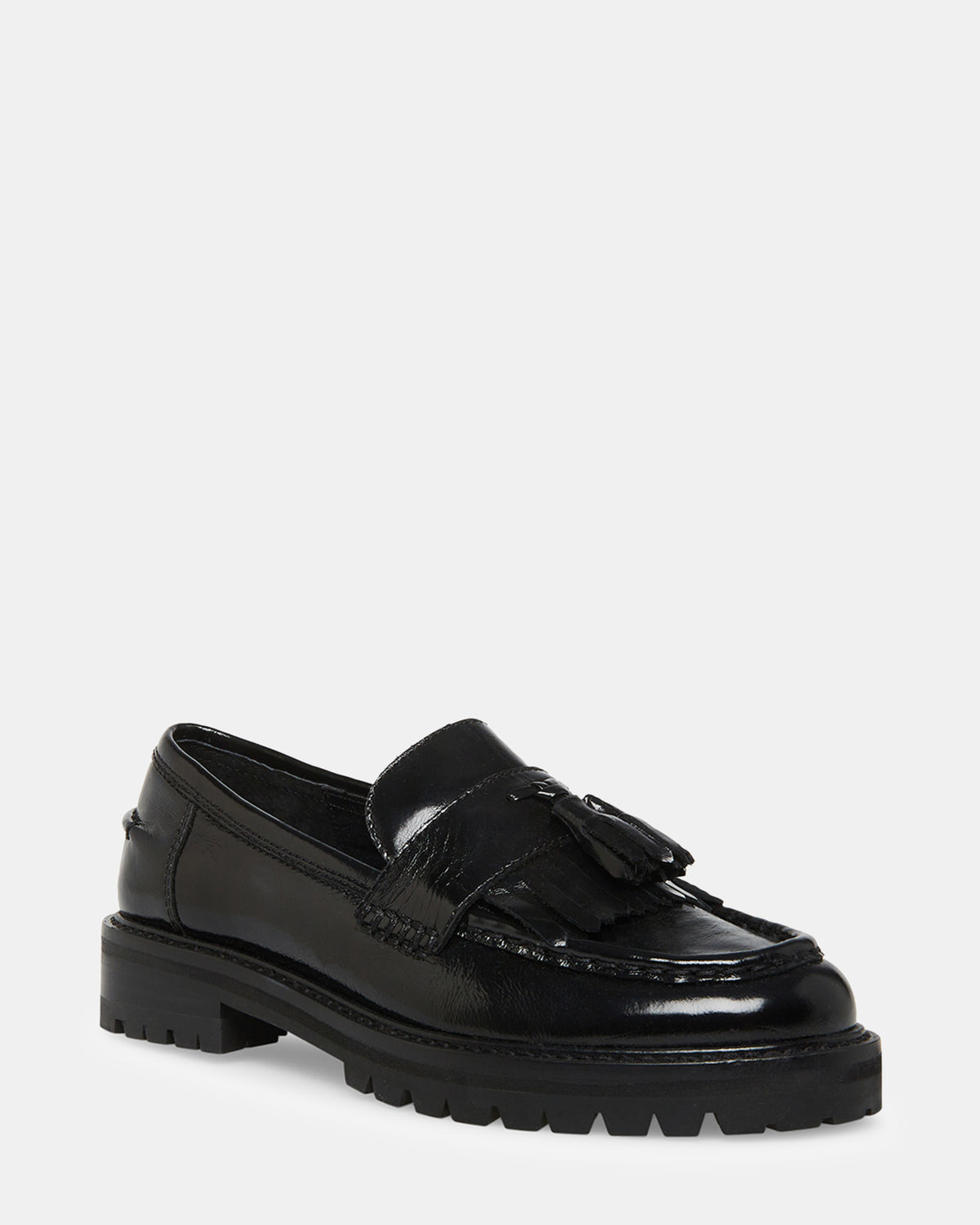 MINKA Black Leather Women's Platform Lug Sole Loafer Steve Madden BLACK LEATHER