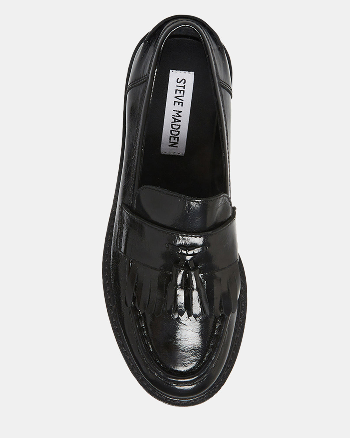 MINKA Black Leather Women's Platform Lug Sole Loafer Steve Madden BLACK LEATHER