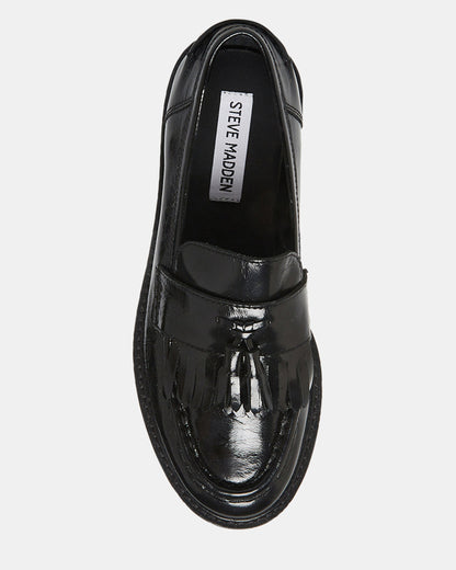 MINKA Black Leather Women's Platform Lug Sole Loafer Steve Madden BLACK LEATHER