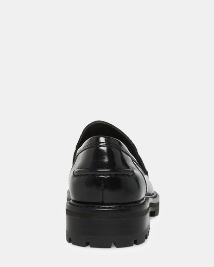 MINKA Black Leather Women's Platform Lug Sole Loafer Steve Madden BLACK LEATHER
