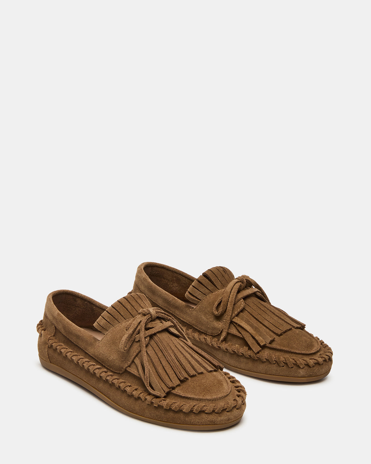 SAMUAL Chestnut Suede Fringe Boat Women's Loafer Steve Madden CHESTNUT SUEDE