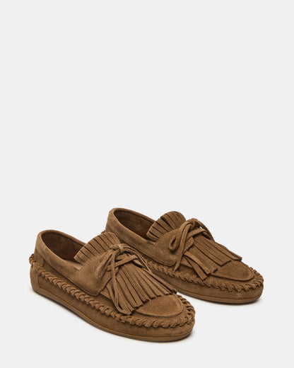 SAMUAL Chestnut Suede Fringe Boat Women's Loafer Steve Madden CHESTNUT SUEDE