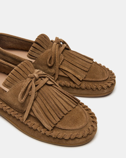 SAMUAL Chestnut Suede Fringe Boat Women's Loafer Steve Madden CHESTNUT SUEDE