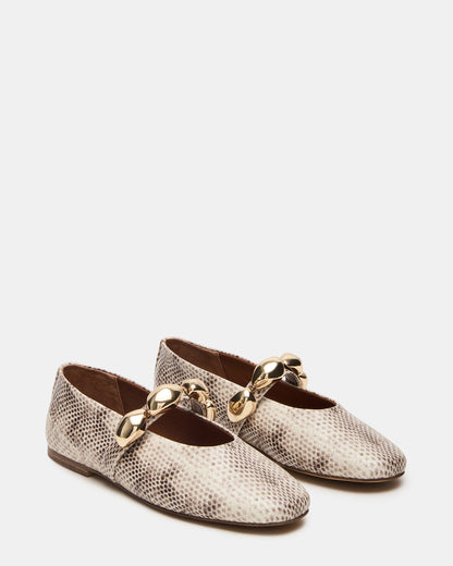 POPPIN Natural Snake Mary Jane Ballet Women's Flat Steve Madden NATURAL SNAKE