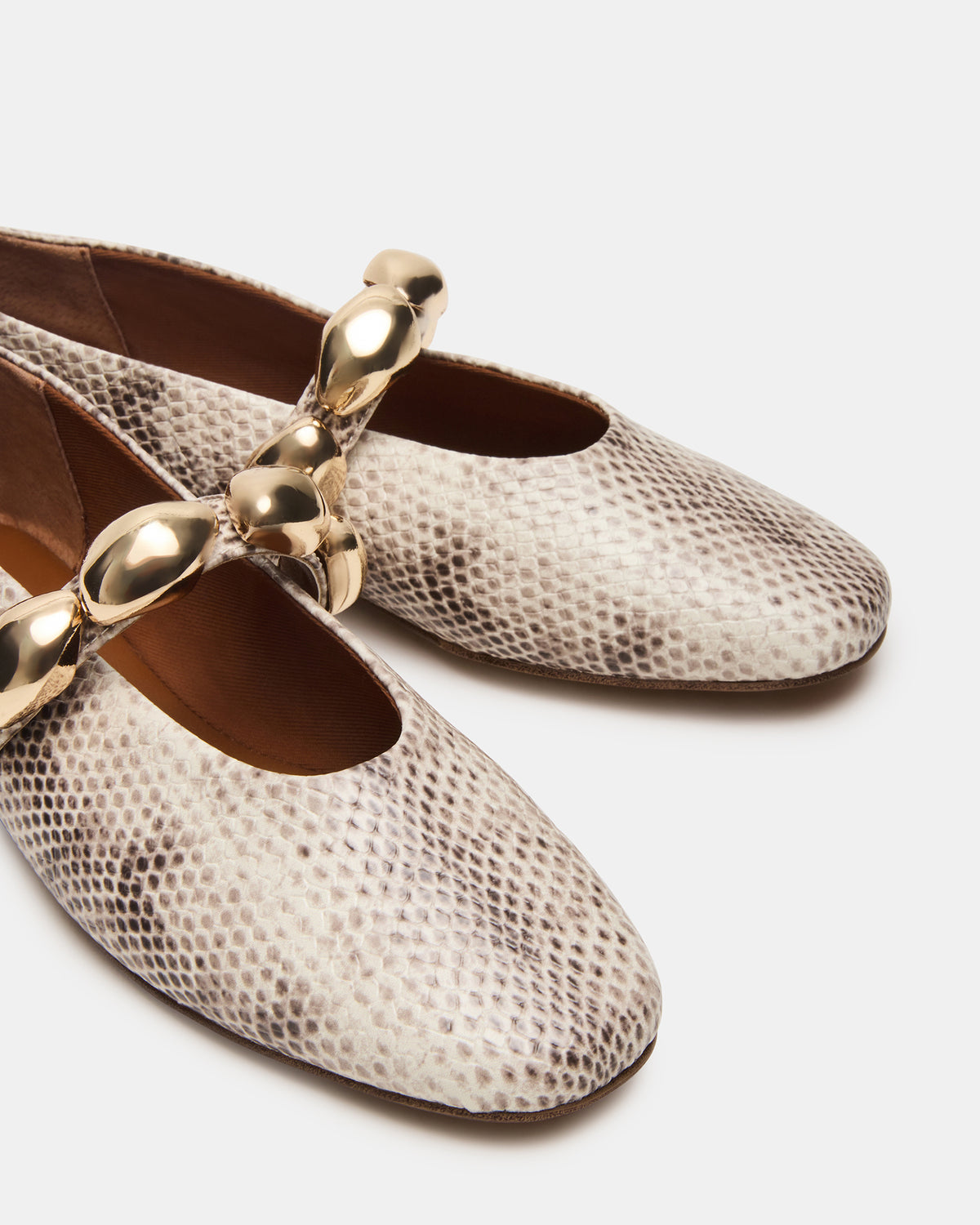 POPPIN Natural Snake Mary Jane Ballet Women's Flat Steve Madden NATURAL SNAKE