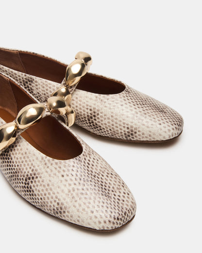 POPPIN Natural Snake Mary Jane Ballet Women's Flat Steve Madden NATURAL SNAKE