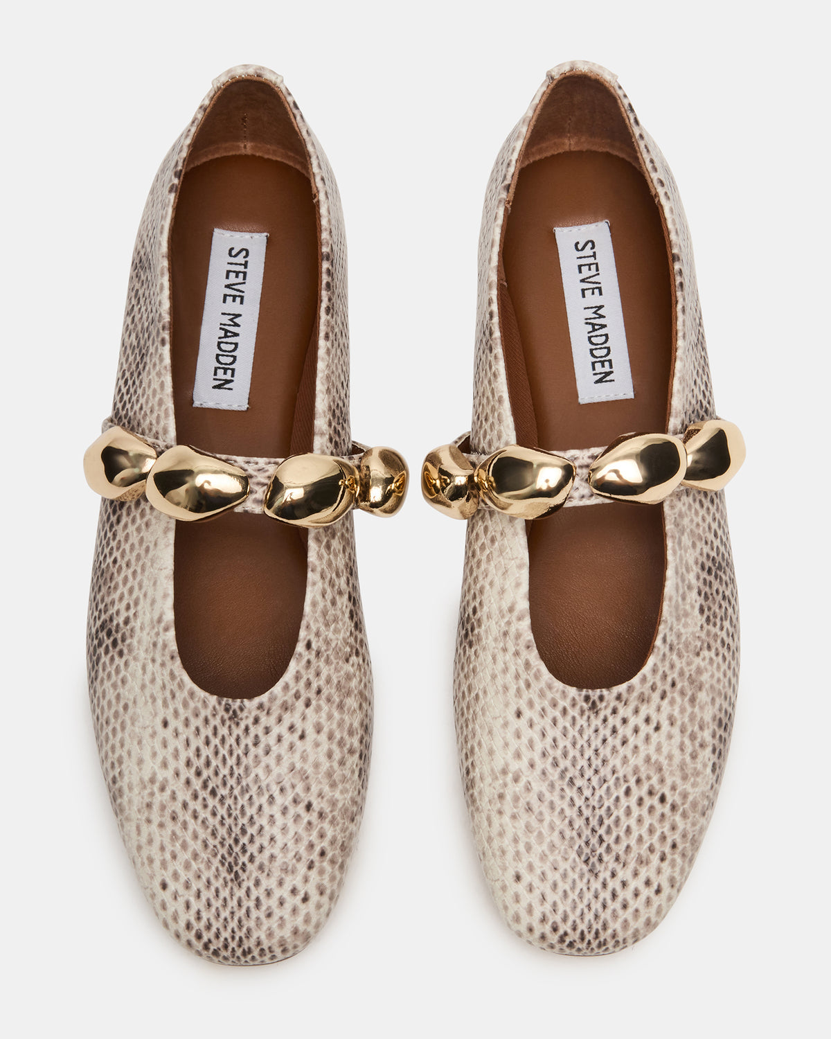 POPPIN Natural Snake Mary Jane Ballet Women's Flat Steve Madden NATURAL SNAKE