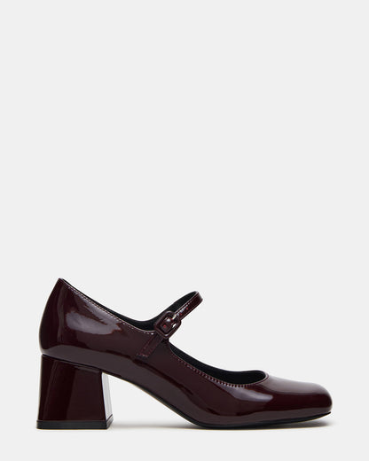 DARCEY Wine Patent Square-Toe Mary Jane Block Heel Women's Loafer Steve Madden WINE PATENT