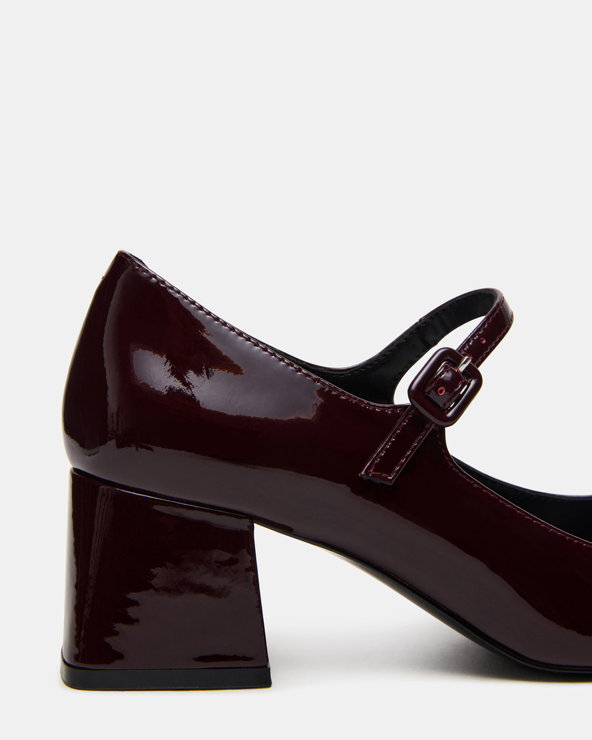 DARCEY Wine Patent Square-Toe Mary Jane Block Heel Women's Loafer Steve Madden WINE PATENT