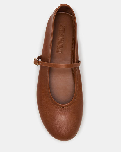 BESETTE Tan Leather Mary Jane Ballet Women's Flat Steve Madden TAN LEATHER