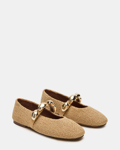 POPPIN Natural Raffia Mary Jane Ballet Women's Flat Steve Madden NATURAL RAFFIA