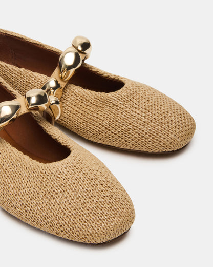 POPPIN Natural Raffia Mary Jane Ballet Women's Flat Steve Madden NATURAL RAFFIA