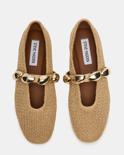 POPPIN Natural Raffia Mary Jane Ballet Women's Flat Steve Madden NATURAL RAFFIA