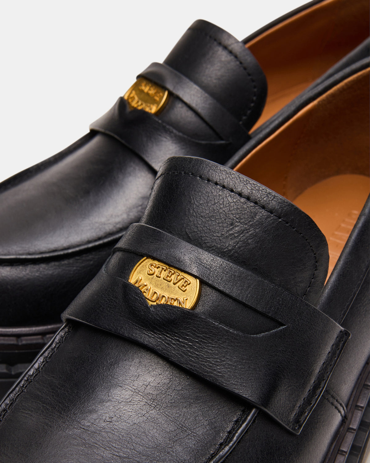 RAFTUS Black Leather Platform Lug Women's Loafer Steve Madden BLACK LEATHER