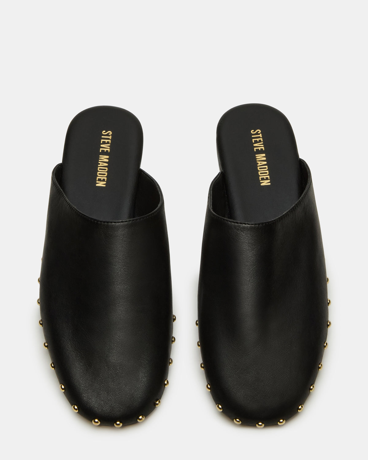 PEARSON Black Leather Rounded-Toe Slip-On Women's Flat Steve Madden BLACK LEATHER