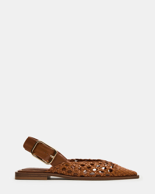 SHAY Woven Cognac Pointed-Toe Slingback Ballet Women's Flat Steve Madden COGNAC