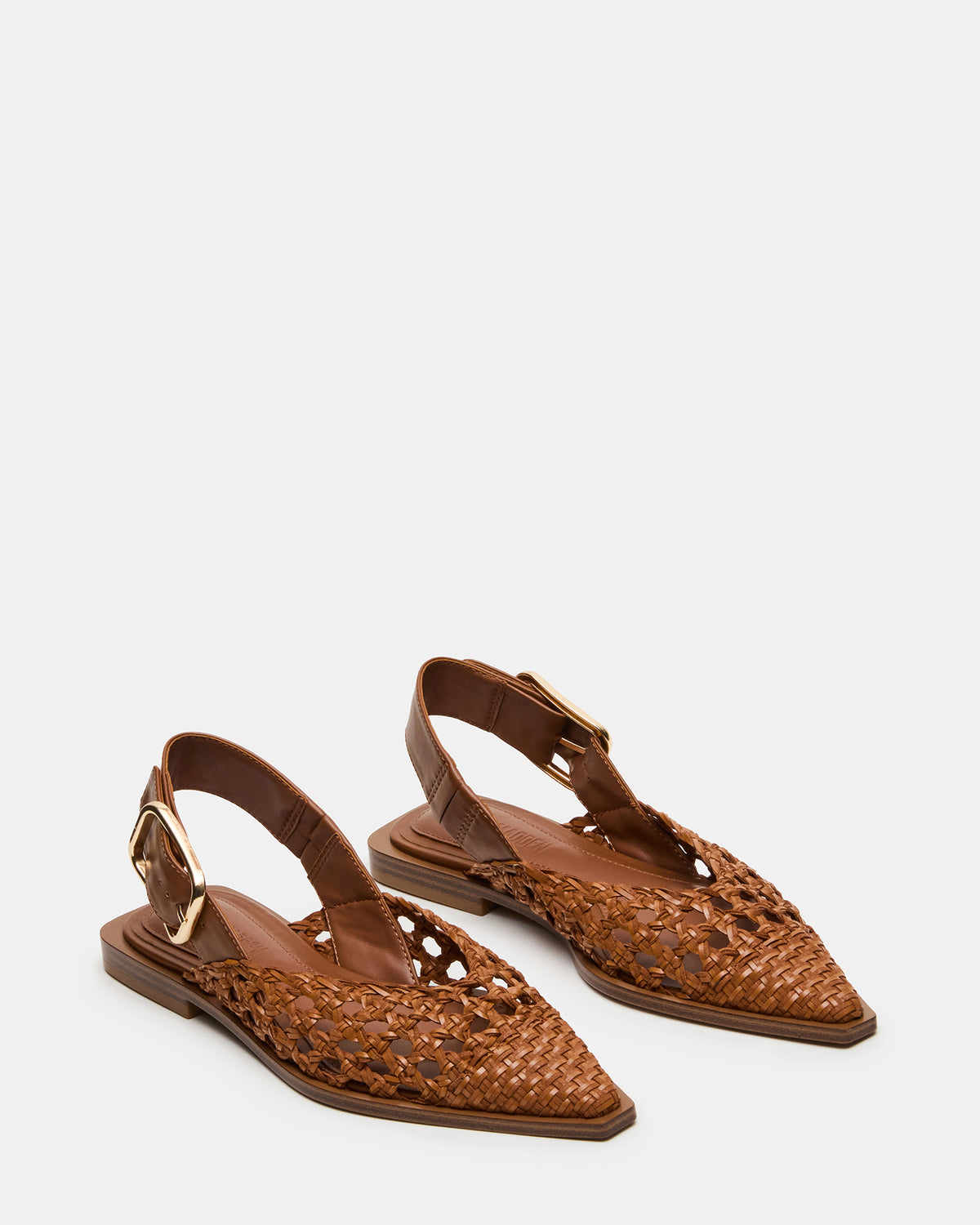 SHAY Woven Cognac Pointed-Toe Slingback Ballet Women's Flat Steve Madden COGNAC
