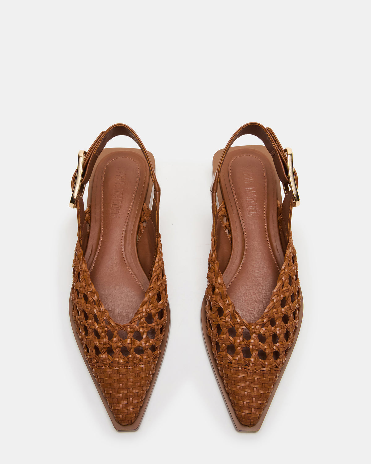 SHAY Woven Cognac Pointed-Toe Slingback Ballet Women's Flat Steve Madden COGNAC