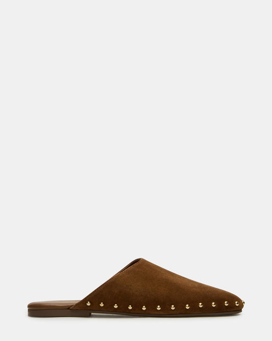 PEARSON Chestnut Suede Rounded-Toe Slip-On Women's Flat Steve Madden CHESTNUT SUEDE