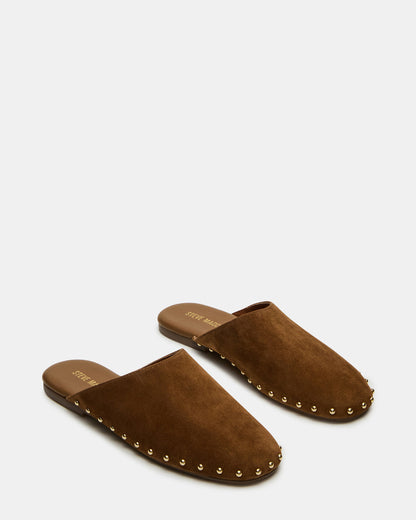 PEARSON Chestnut Suede Rounded-Toe Slip-On Women's Flat Steve Madden CHESTNUT SUEDE