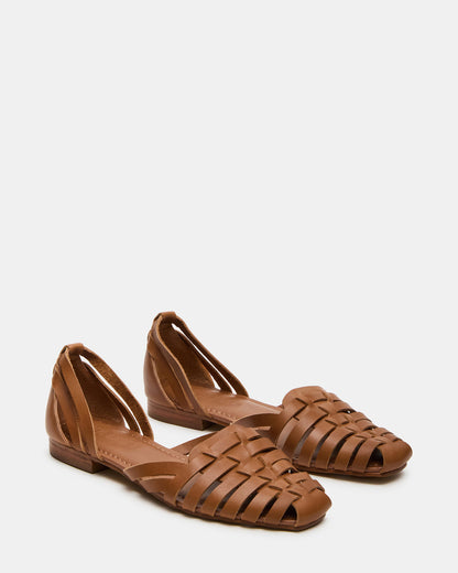 MEDLIN Tan Leather Square-Toe Fisherman Women's Flat Steve Madden TAN LEATHER