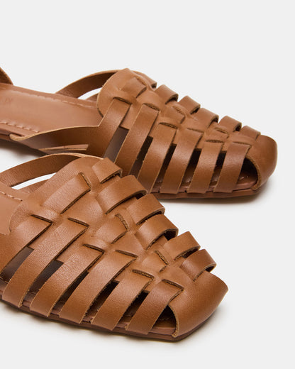 MEDLIN Tan Leather Square-Toe Fisherman Women's Flat Steve Madden TAN LEATHER