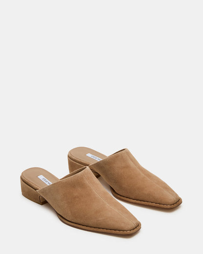 DESSA Taupe Suede Square-Toe Mule Women's Flat Steve Madden TAUPE SUEDE