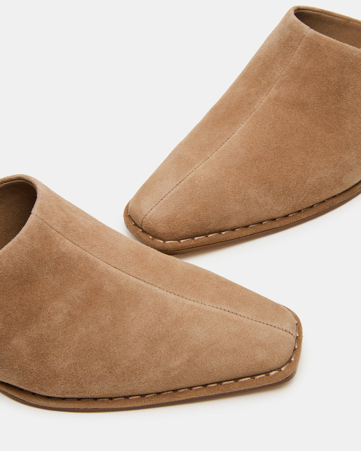 DESSA Taupe Suede Square-Toe Mule Women's Flat Steve Madden TAUPE SUEDE