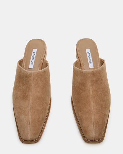 DESSA Taupe Suede Square-Toe Mule Women's Flat Steve Madden TAUPE SUEDE