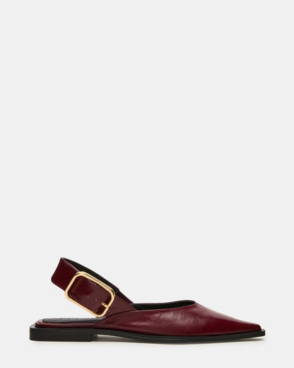 SHAY Burgundy Leather Pointed-Toe Slingback Ballet Women's Flat Steve Madden BURGUNDY LEATHER