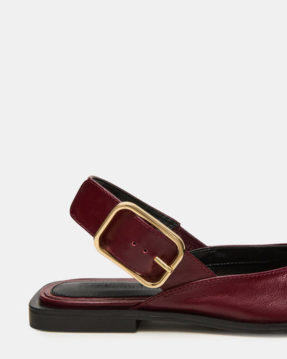 SHAY Burgundy Leather Pointed-Toe Slingback Ballet Women's Flat Steve Madden BURGUNDY LEATHER