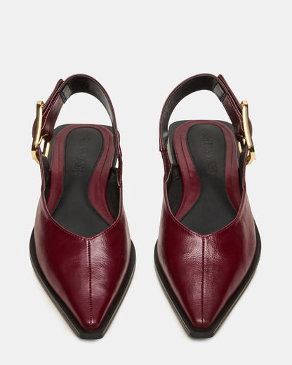 SHAY Burgundy Leather Pointed-Toe Slingback Ballet Women's Flat Steve Madden BURGUNDY LEATHER