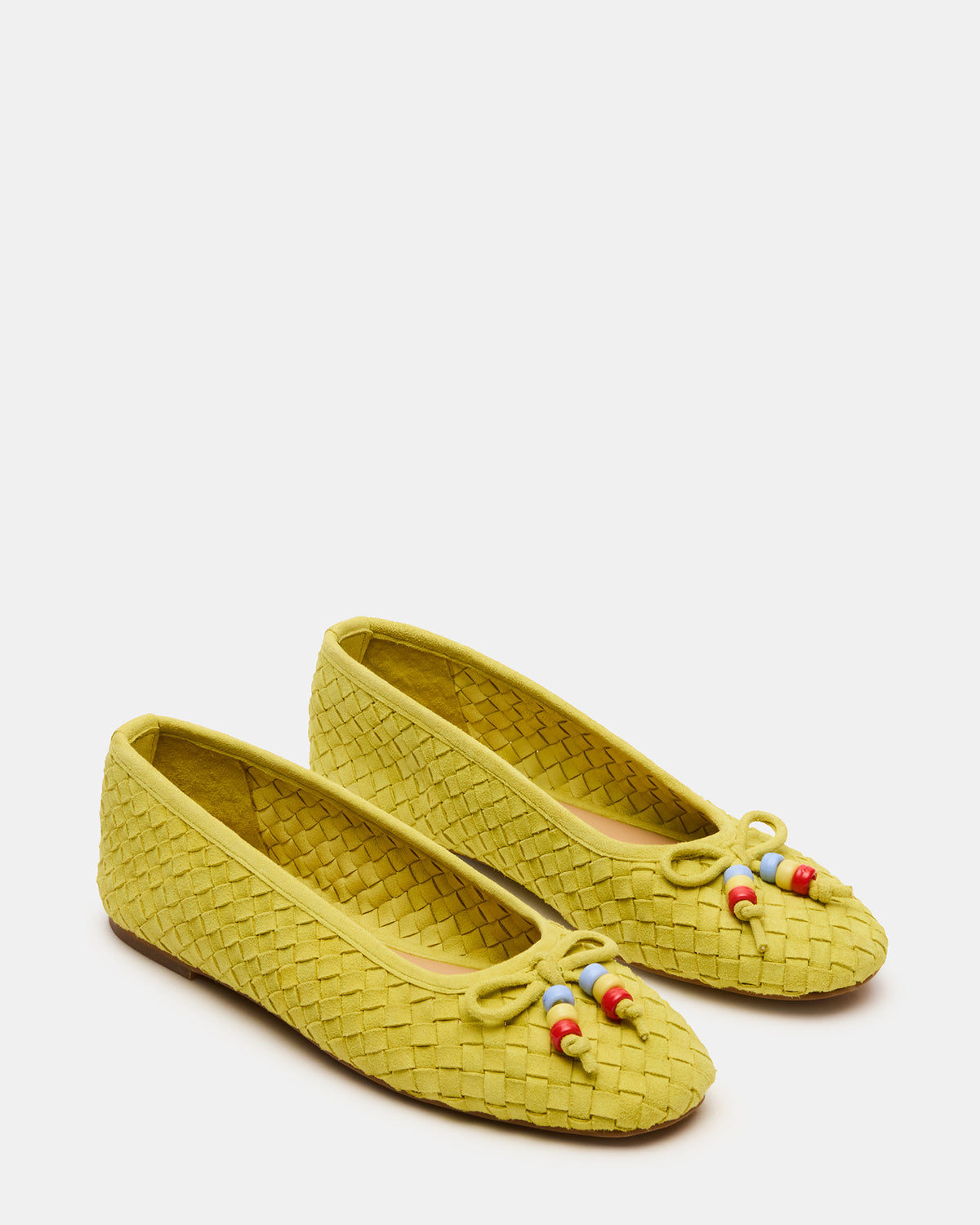 DIVY Lime Leather Woven Bow Ballet Round-Toe Women's Flat Steve Madden LIME LEATHER
