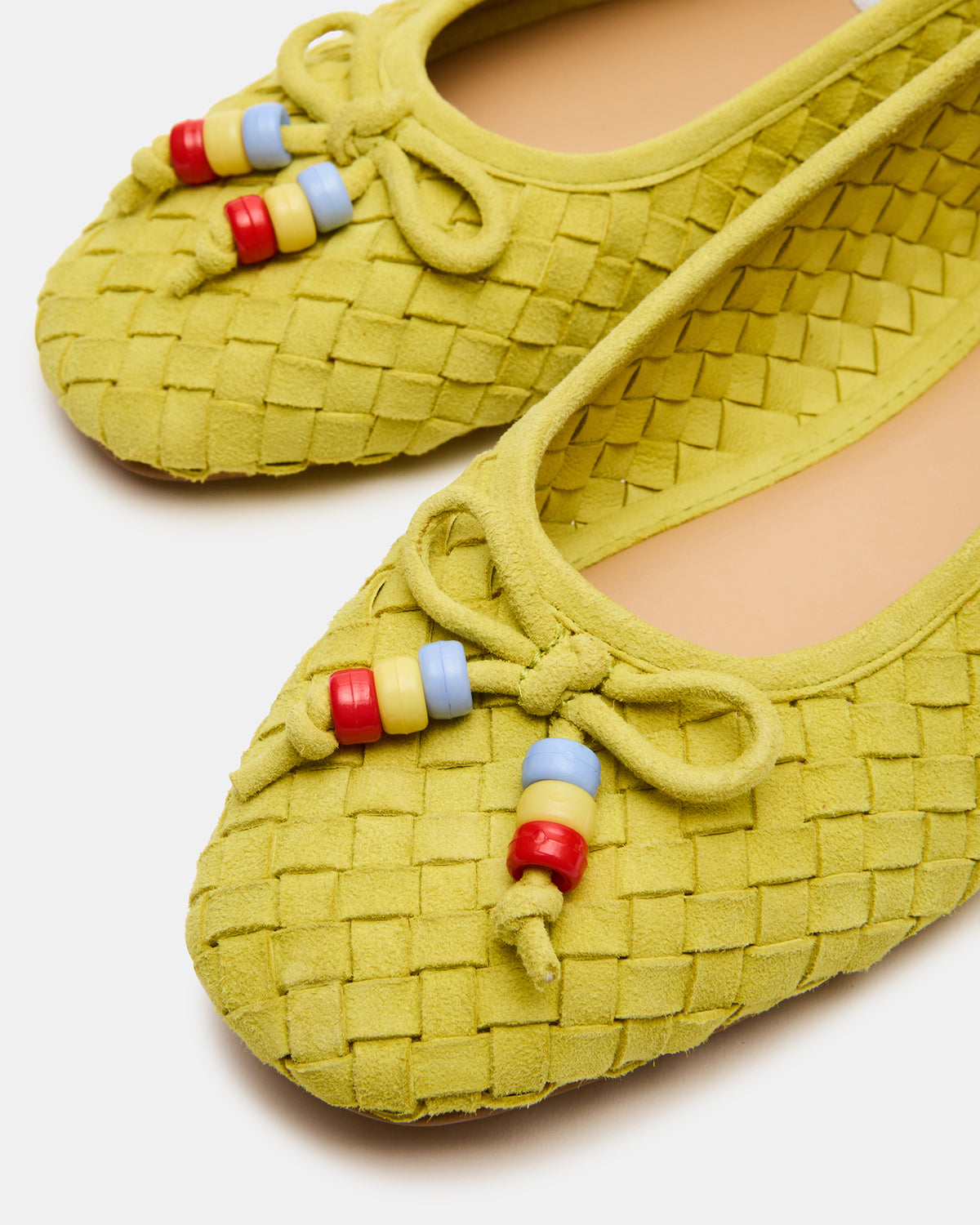 DIVY Lime Leather Woven Bow Ballet Round-Toe Women's Flat Steve Madden LIME LEATHER