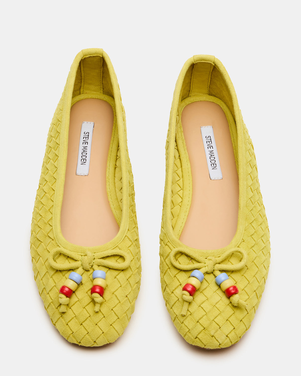 DIVY Lime Leather Woven Bow Ballet Round-Toe Women's Flat Steve Madden LIME LEATHER