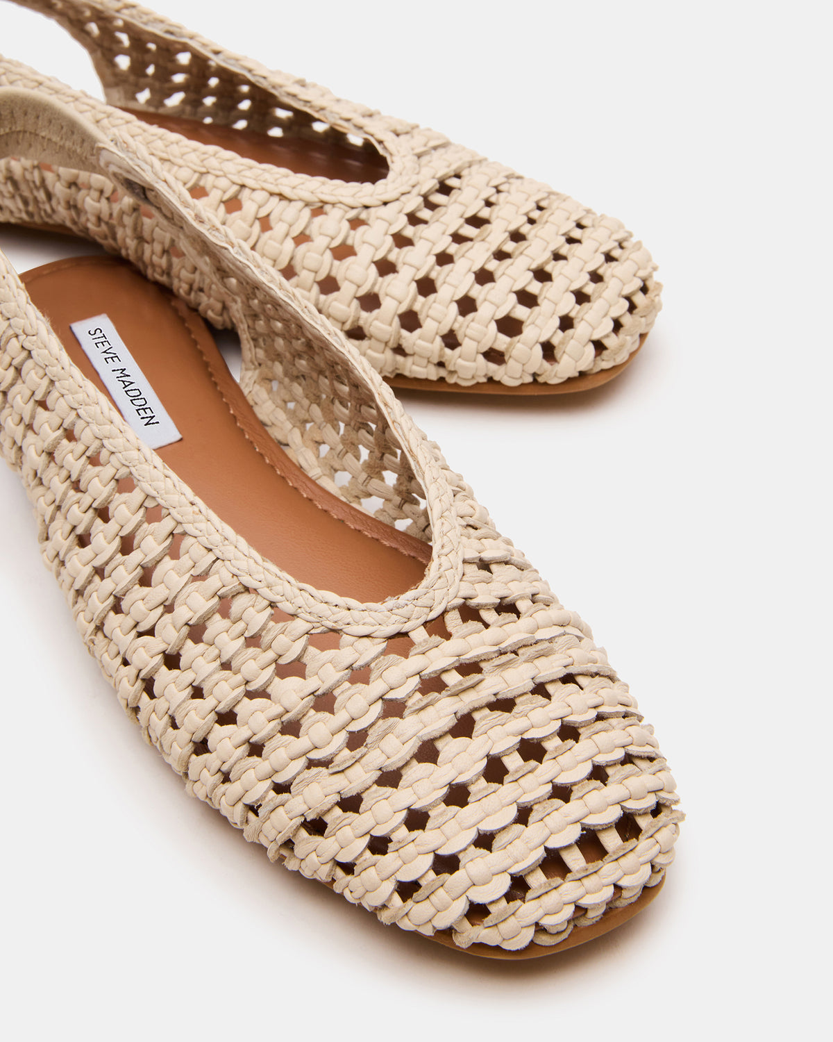 RUMI Bone Leather Woven Slingback Round-Toe Women's Flat Steve Madden BONE LEATHER