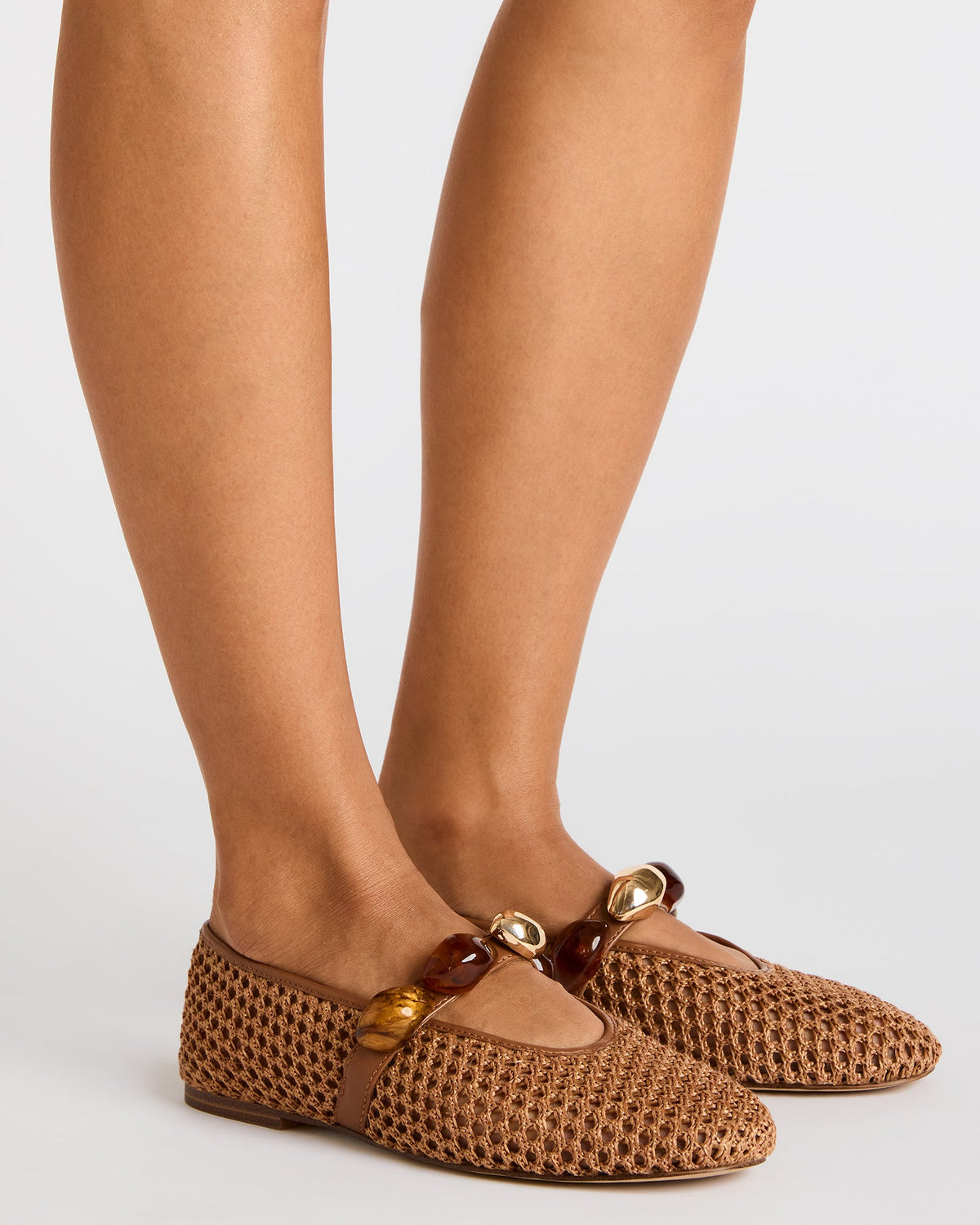 POPPIN Brown Raffia Mary Jane Ballet Women's Flat Steve Madden BROWN RAFFIA