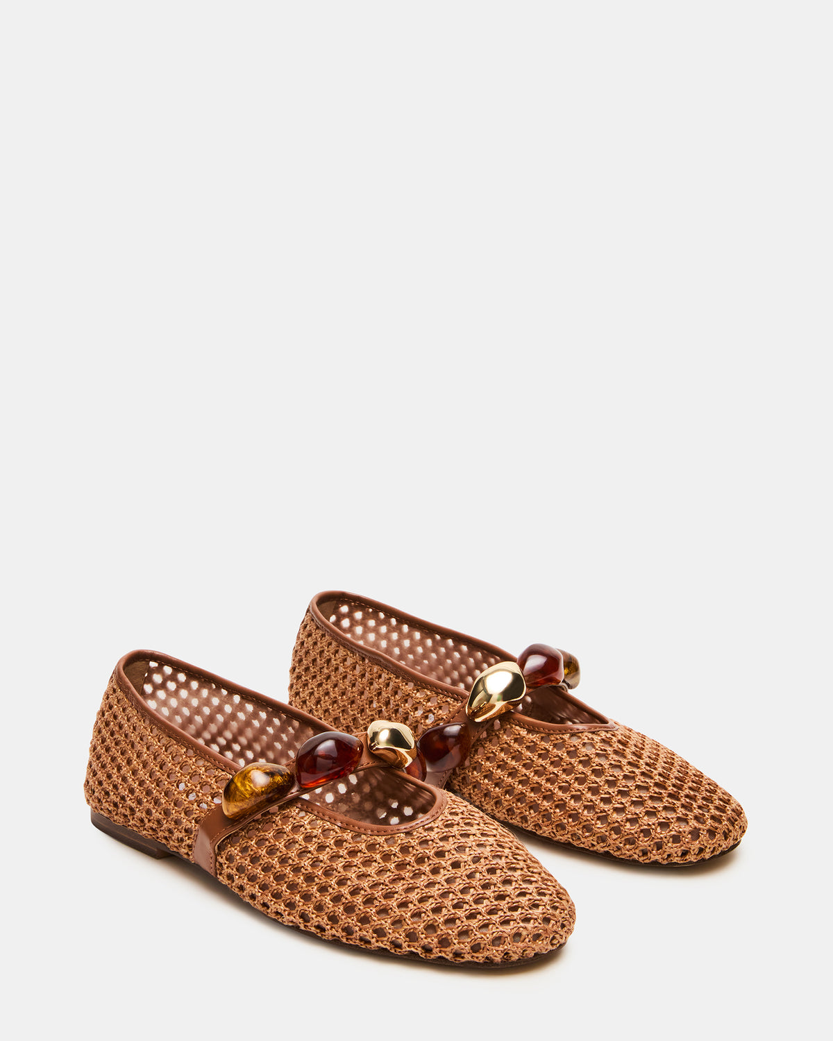 POPPIN Brown Raffia Mary Jane Ballet Women's Flat Steve Madden BROWN RAFFIA