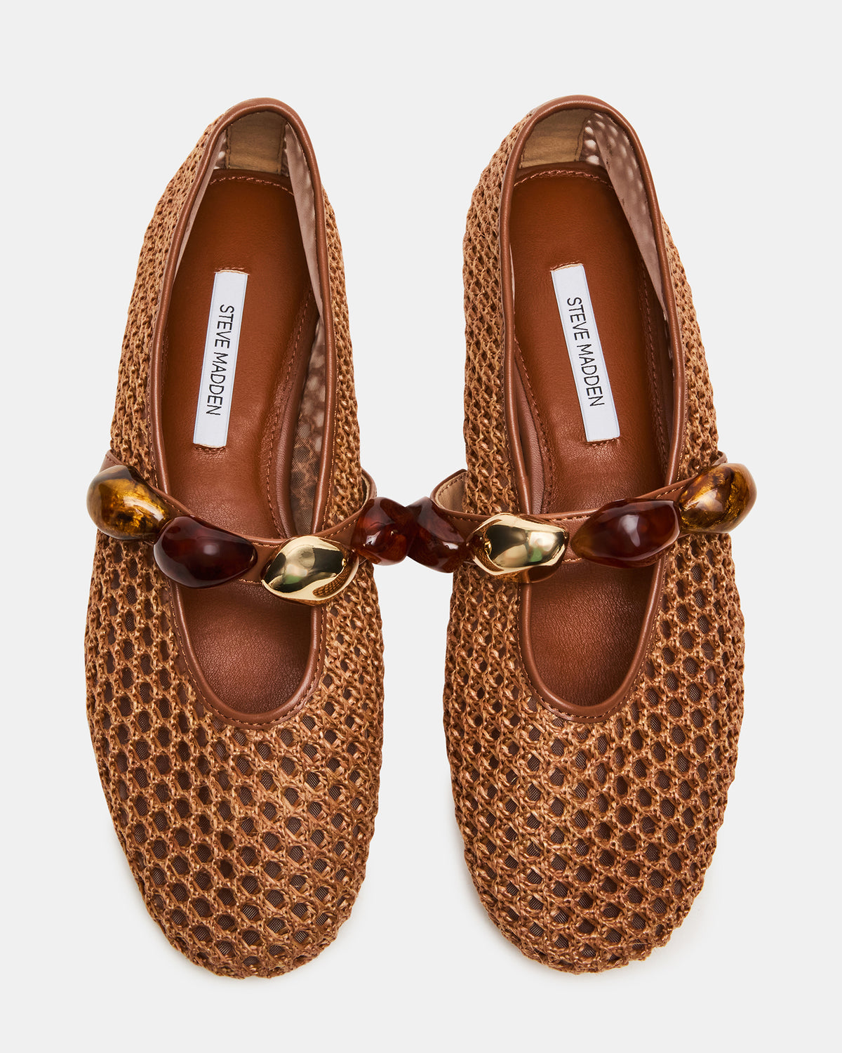 POPPIN Brown Raffia Mary Jane Ballet Women's Flat Steve Madden BROWN RAFFIA