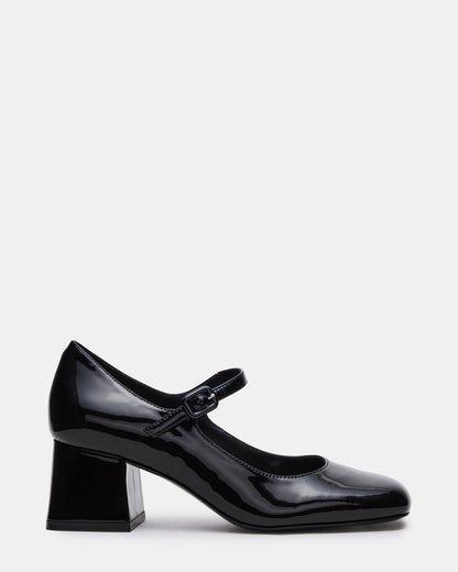 DARCEY Black Patent Square-Toe Mary Jane Block Heel Women's Loafer Steve Madden BLACK PATENT