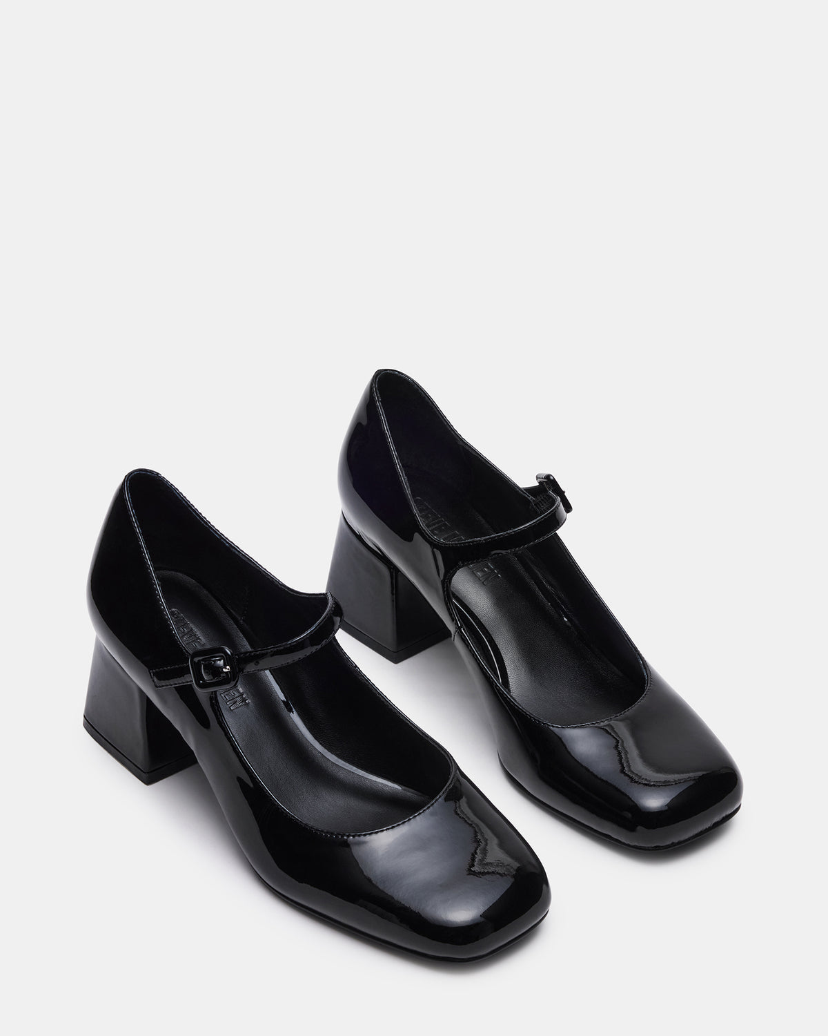 DARCEY Black Patent Square-Toe Mary Jane Block Heel Women's Loafer Steve Madden BLACK PATENT