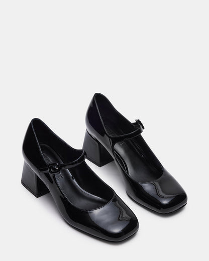 DARCEY Black Patent Square-Toe Mary Jane Block Heel Women's Loafer Steve Madden BLACK PATENT