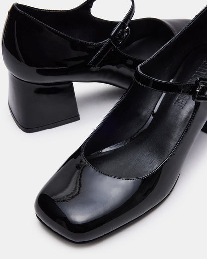DARCEY Black Patent Square-Toe Mary Jane Block Heel Women's Loafer Steve Madden BLACK PATENT