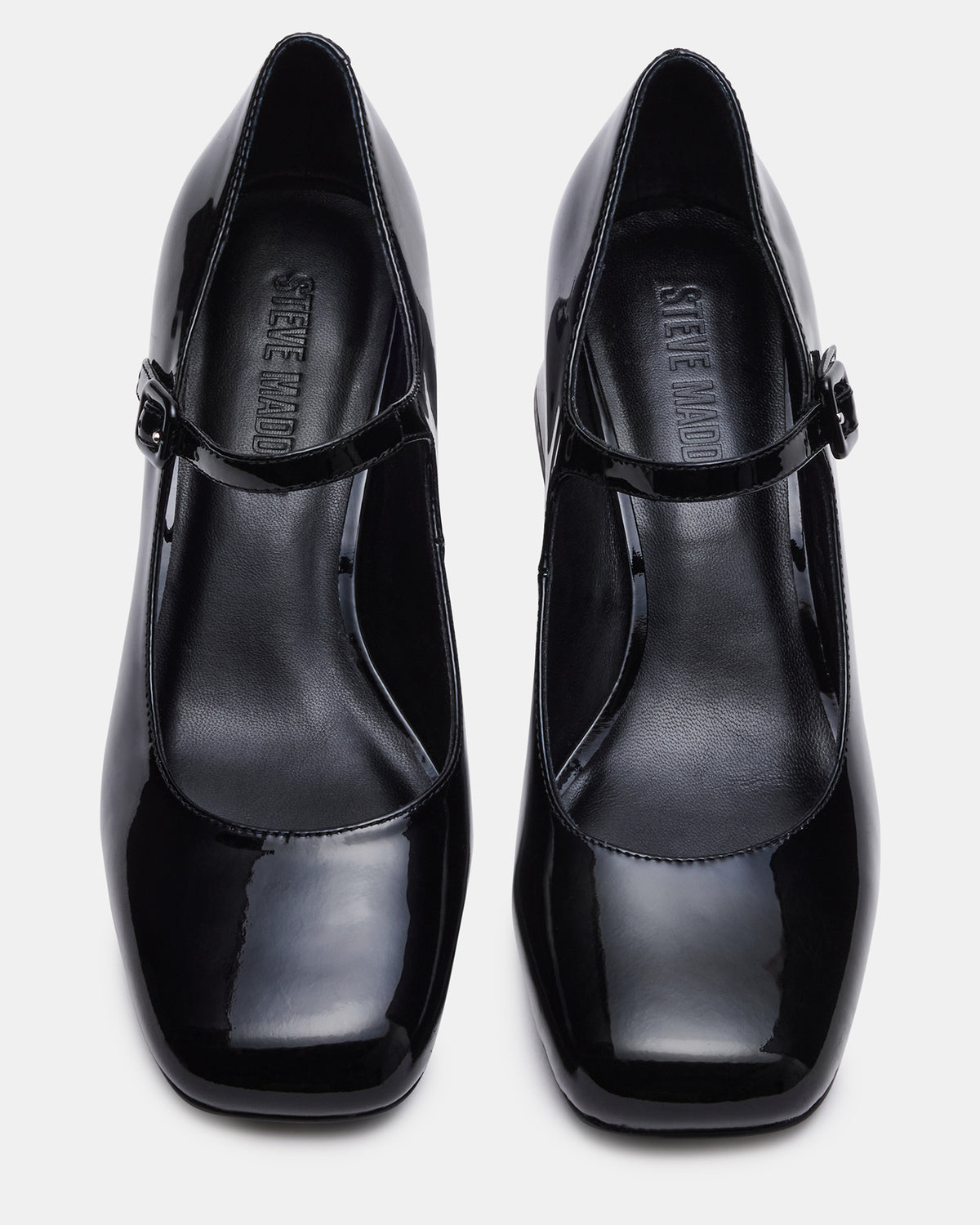 DARCEY Black Patent Square-Toe Mary Jane Block Heel Women's Loafer Steve Madden BLACK PATENT
